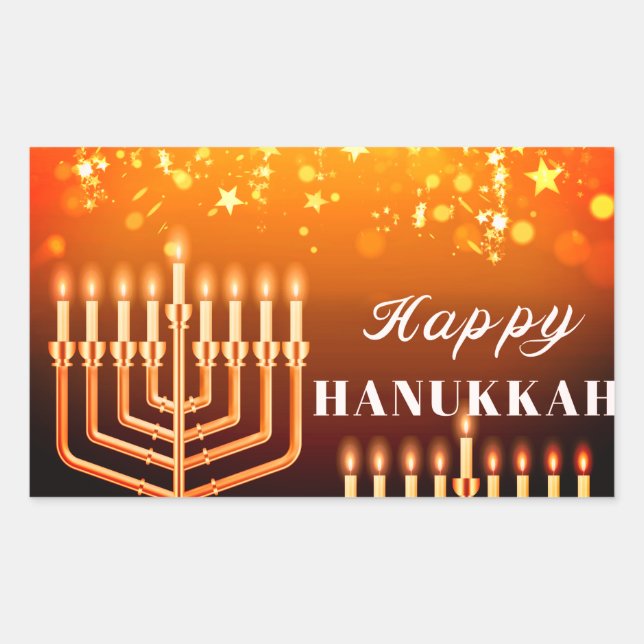 Happy Hanukkah Menorah  Square Sticker (Front)