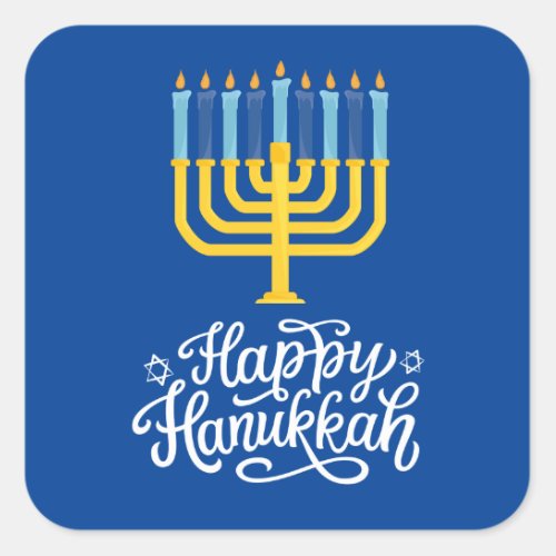 Happy Hanukkah Menorah Square Sticker