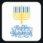 Happy Hanukkah Menorah Square Sticker<br><div class="desc">Happy Hanukkah Menorah Square Sticker. Choose the size of the sticker from the options menu.</div>