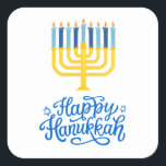Happy Hanukkah Menorah Square Sticker<br><div class="desc">Happy Hanukkah Menorah Square Sticker. Choose the size of the sticker from the options menu.</div>