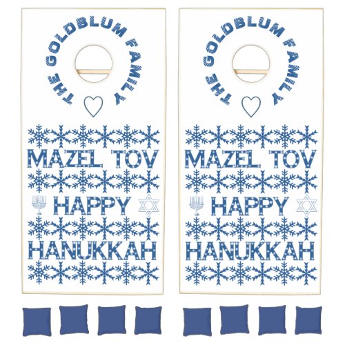 Happy Hanukkah Menorah Star of David Mazel Tov Cornhole Set