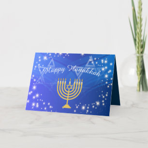 Happy Hanukkah Menorah Stars Customizable Card