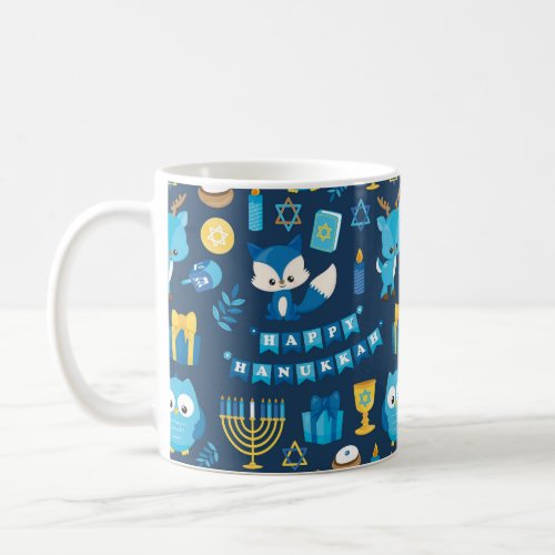 Happy Hanukkah Menorah Sufganiyot Cute Owl Gift Coffee Mug