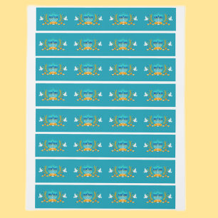 Happy Hanukkah Menorah Wrap Around Address Label