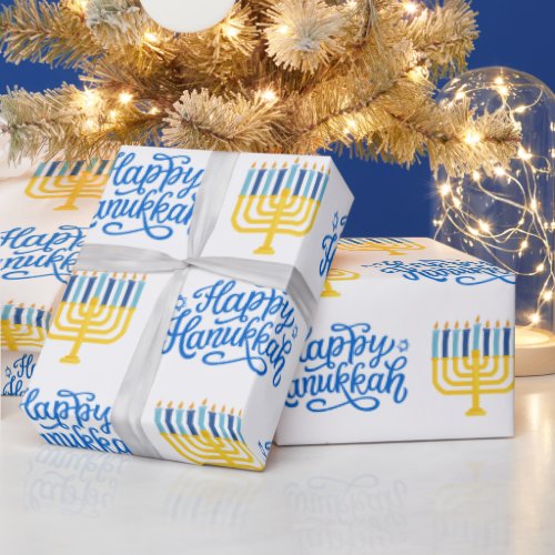 Happy Hanukkah Menorah Wrapping Paper