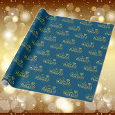 White Star Of David Periwinkle Blue Wrapping Paper