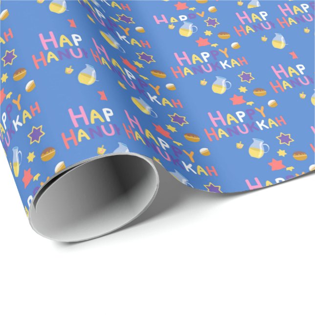 Happy Hanukkah Menorah Wrapping Paper (Roll Corner)