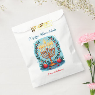 🕎 Happy Hanukkah Menorah & Wreath Favor Bag