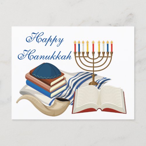 Happy Hanukkah Menorha  Postcard