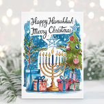 Happy Hanukkah Merry Christmas Card<br><div class="desc">Happy Hanukkah Merry Christmas card featuring. Personalize with your greeting text.</div>
