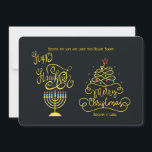 Happy Hanukkah Merry Christmas Holiday Card<br><div class="desc">A "happy everything" holiday card featuring a menorah and Christmas tree against a black background. The card is easy to customize with your wording, font and font color. Not exactly what you're looking for? All our products can be custom designed to meet your needs at no extra charge. Simply contact...</div>