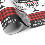 Happy Hanukkah & Merry Christmas  Wrapping Paper<br><div class="desc">Happy Hanukkah & Merry Christmas Wrapping Paper features red buffalo plaid background  Menorah & a cute Santa face.A perfect gift wrapping paper  for Hanukkah & Christmas. Please click on personalize button to customize it with your own text.</div>