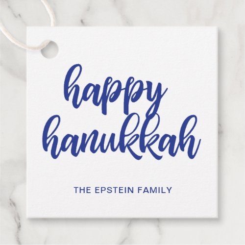 Happy Hanukkah Modern Blue Holiday Favor Tags