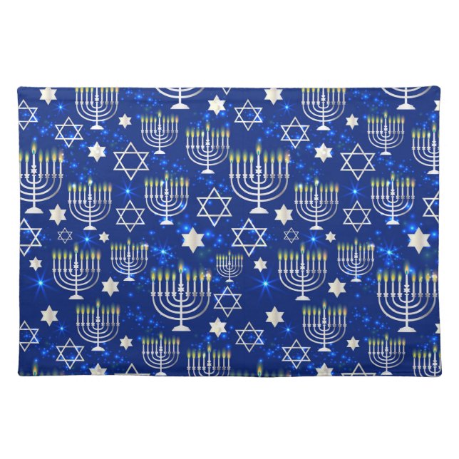 Happy Hanukkah Modern Cloth Placemat (Front)