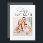 Happy Hanukkah Modern Custom Family Photo Holiday<br><div class="desc">Design is composed of classic cursive and serif typography. Add your name,  greeting,  and year</div>