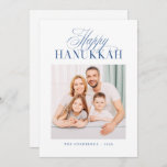 Happy Hanukkah Modern Custom Family Photo Holiday Card<br><div class="desc">Design is composed of classic cursive and serif typography. Add your name,  greeting,  and year</div>