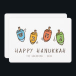 Happy Hanukkah Modern Dreidel Holiday Card<br><div class="desc">Design is composed of Dreidel spinning top illustration. Add your name,  greeting,  and year</div>
