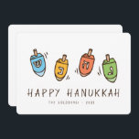 Happy Hanukkah Modern Dreidel Holiday Card<br><div class="desc">Design is composed of Dreidel spinning top illustration. Add your name,  greeting,  and year</div>