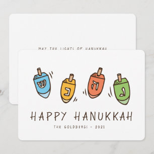 Happy Hanukkah Modern Dreidel Holiday Card