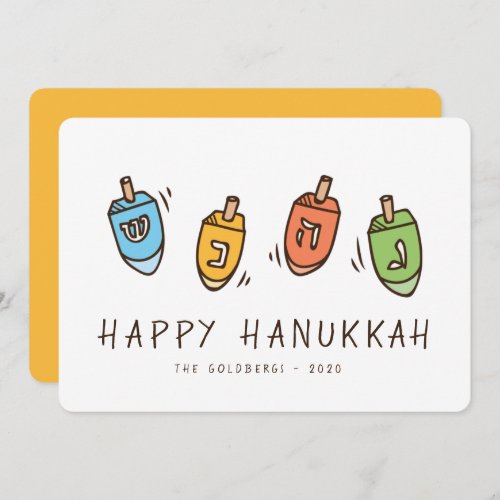 Happy Hanukkah Modern Dreidel Holiday Card