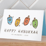 Happy Hanukkah Modern Dreidel Holiday Card<br><div class="desc">Design is composed of Dreidel spinning top illustration. Add your name,  greeting,  and year</div>