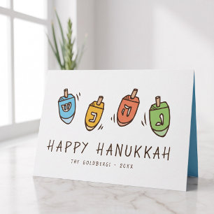 Happy Hanukkah Modern Dreidel Holiday Card