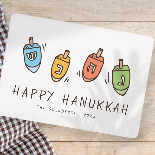Happy Hanukkah Modern Dreidel Holiday Card (Creator Uploaded)