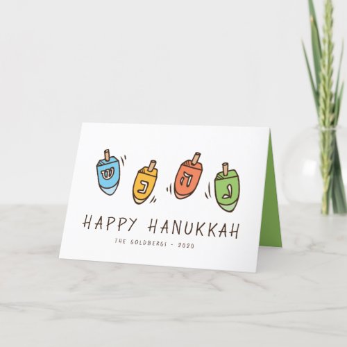 Happy Hanukkah Modern Dreidel Holiday Card