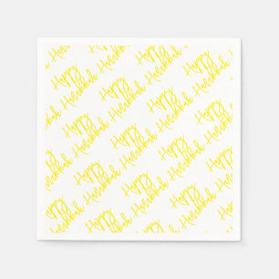 Happy Hanukkah Modern Holiday Typography Yellow Napkins