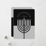 Happy Hanukkah Modern Menorah Candle Black & Grey Holiday Card<br><div class="desc">Happy Hanukkah, send your Hanukkah wishes to your family and friends with our beautiful and modern customizable holiday card. Our design features our modern menorah candle. A modern black and grey color palette is used. "Happy Hanukkah" is written in a modern font and arch around the menorah candle. Customize with...</div>
