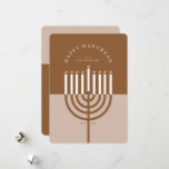 Happy Hanukkah Modern Menorah Candle Brown & Pink  Holiday Card<br><div class="desc">Happy Hanukkah, send your Hanukkah wishes to your family and friends with our beautiful and modern customizable holiday card. Our design features our modern menorah candle. A modern terracotta brown and mauve-pink color palette are used. "Happy Hanukkah" is written in a modern font and arch around the menorah candle. Customize...</div>