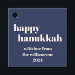 Happy Hanukkah Modern Navy Blue Personalized Favor Tags<br><div class="desc">Add a touch of elegance to your celebrations with these Happy Hanukkah Modern Navy Blue Personalized Favor and Gift Tags. Featuring a sleek navy blue background with a contemporary design, these tags are perfect for adding a personalized message to your Hanukkah gifts and favors. The clean lines and modern typography...</div>