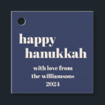 Happy Hanukkah Modern Navy Blue Personalized Favor Tags<br><div class="desc">Add a touch of elegance to your celebrations with these Happy Hanukkah Modern Navy Blue Personalized Favor and Gift Tags. Featuring a sleek navy blue background with a contemporary design, these tags are perfect for adding a personalized message to your Hanukkah gifts and favors. The clean lines and modern typography...</div>