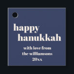 Happy Hanukkah Modern Navy Blue Personalized Favor Tags<br><div class="desc">Add a touch of elegance to your celebrations with these Happy Hanukkah Modern Navy Blue Personalized Favor and Gift Tags. Featuring a sleek navy blue background with a contemporary design, these tags are perfect for adding a personalized message to your Hanukkah gifts and favors. The clean lines and modern typography...</div>