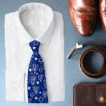 Happy Hanukkah Modern Neck Tie<br><div class="desc">This Hanukkah holidays design features a sparkling blue background with menorah and star of David overlay. #hanukkah #chanukah #holidays #seasonal #festive #modern #blue #menorah #starofdavid #jewish #stylish #elegant #chic #pattern #custom #blue #white #star #stylish #ties #apparel #clothing #accessories #suitaccessories #religious</div>