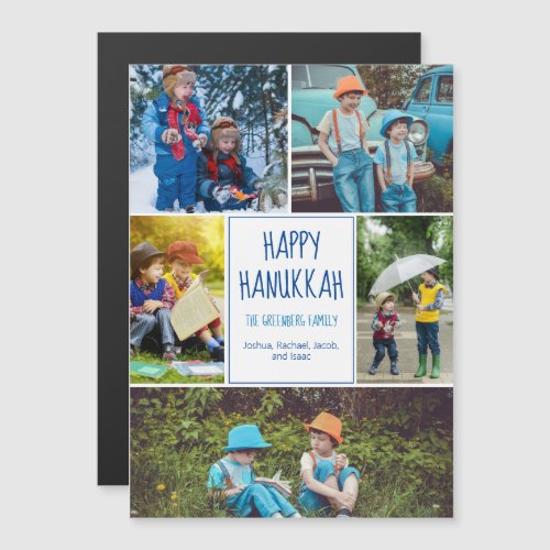 Happy Hanukkah Modern Photo Collage Magnet Card