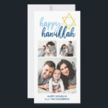 Happy Hanukkah Modern Script 3 Photo Holiday Card<br><div class="desc">Celebrate the holidays with this modern photo card.</div>