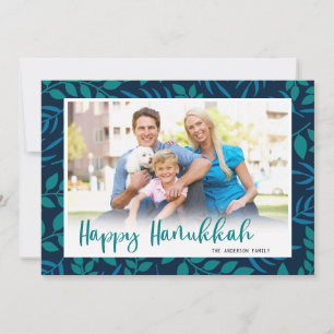 Happy Hanukkah Modern Script Photo Holiday Card