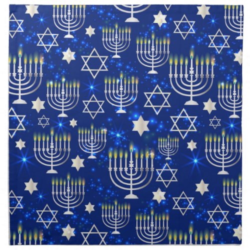 Happy Hanukkah Modern Star Of David Menorah Cloth Napkin