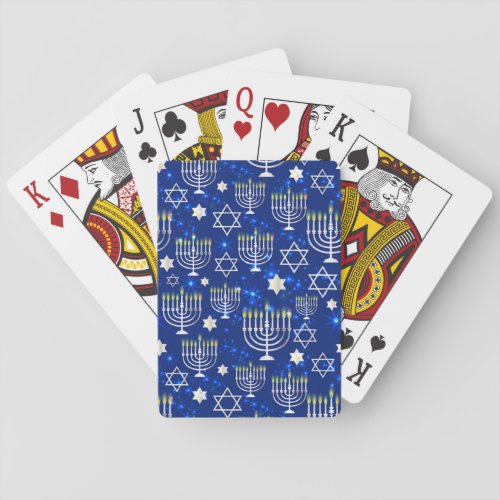 Happy Hanukkah Modern Star Of David Menorah Poker Cards