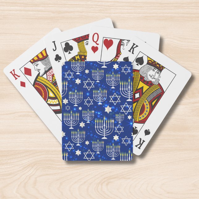 Happy Hanukkah Modern Star Of David Menorah Poker Cards (Creator Uploaded)