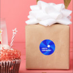 HAPPY HANUKKAH Modern Swirl Star of David Custom Classic Round Sticker<br><div class="desc">Perfect sticker for a Jewish celebration! Hand made art for you. FULLY CUSTOMIZABLE! Click "edit using design tool" to add text and adjust the fonts, colors and placements. THANK YOU FOR SUPPORTING INDEPENDENT ARTISTS! All artwork and designs are created by me. I love to draw and paint! Thanks for shopping...</div>