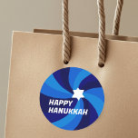HAPPY HANUKKAH Modern Swirl Star of David Custom Classic Round Sticker<br><div class="desc">Perfect sticker for a Jewish celebration! Hand made art for you. FULLY CUSTOMIZABLE! Click "edit using design tool" to add text and adjust the fonts, colors and placements. THANK YOU FOR SUPPORTING INDEPENDENT ARTISTS! All artwork and designs are created by me. I love to draw and paint! Thanks for shopping...</div>