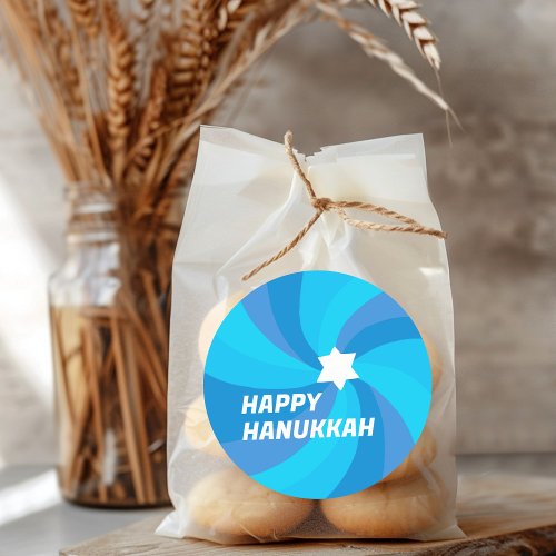 HAPPY HANUKKAH Modern Swirl Star of David Custom Classic Round Sticker