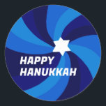 HAPPY HANUKKAH Modern Swirl Star of David Custom Classic Round Sticker<br><div class="desc">Perfect sticker for a Jewish celebration! Hand made art for you. FULLY CUSTOMIZABLE! Click "edit using design tool" to add text and adjust the fonts, colors and placements. THANK YOU FOR SUPPORTING INDEPENDENT ARTISTS! All artwork and designs are created by me. I love to draw and paint! Thanks for shopping...</div>