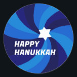 HAPPY HANUKKAH Modern Swirl Star of David Custom Classic Round Sticker<br><div class="desc">Perfect sticker for a Jewish celebration! Hand made art for you. FULLY CUSTOMIZABLE! Click "edit using design tool" to add text and adjust the fonts, colors and placements. THANK YOU FOR SUPPORTING INDEPENDENT ARTISTS! All artwork and designs are created by me. I love to draw and paint! Thanks for shopping...</div>