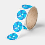 HAPPY HANUKKAH Modern Swirl Star of David Custom Classic Round Sticker<br><div class="desc">Perfect sticker for a Jewish celebration! Hand made art for you. FULLY CUSTOMIZABLE! Click "edit using design tool" to add text and adjust the fonts, colors and placements. THANK YOU FOR SUPPORTING INDEPENDENT ARTISTS! All artwork and designs are created by me. I love to draw and paint! Thanks for shopping...</div>