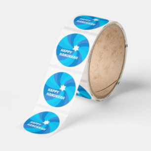 HAPPY HANUKKAH Modern Swirl Star of David Custom Classic Round Sticker