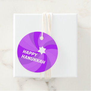 HAPPY HANUKKAH Modern Swirl Star of David Custom Favor Tags