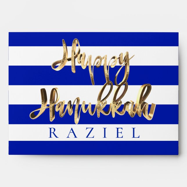 Happy Hanukkah Money Gift Blue and White Envelope (Front)